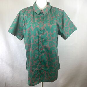 Wildfang The Essential Button Up Casual Shirt Abstract Short Sleeve NWT Size XS